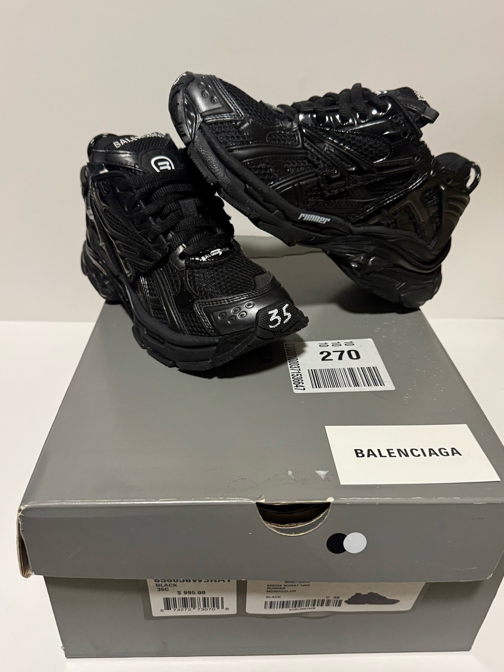 Balenciaga Runners Sneakers Triple Black EU 35 Platform Trainer Track Size 5